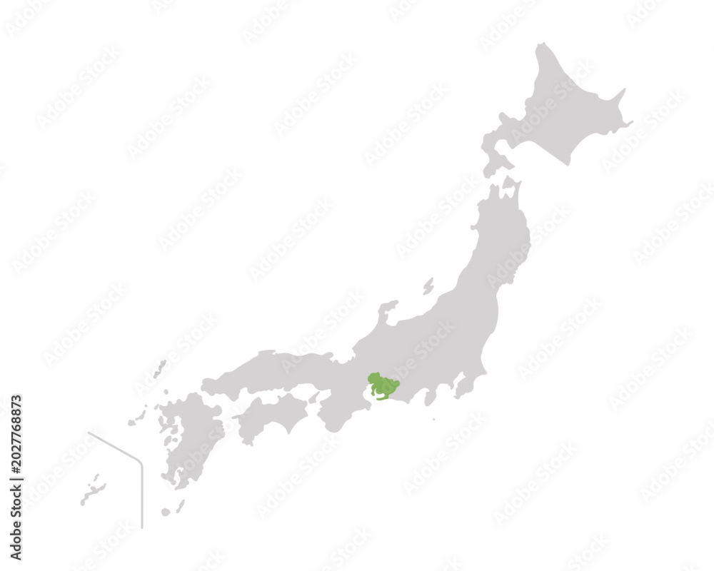 Naklejka premium 愛知県だけ緑色のシンプルな日本の地図