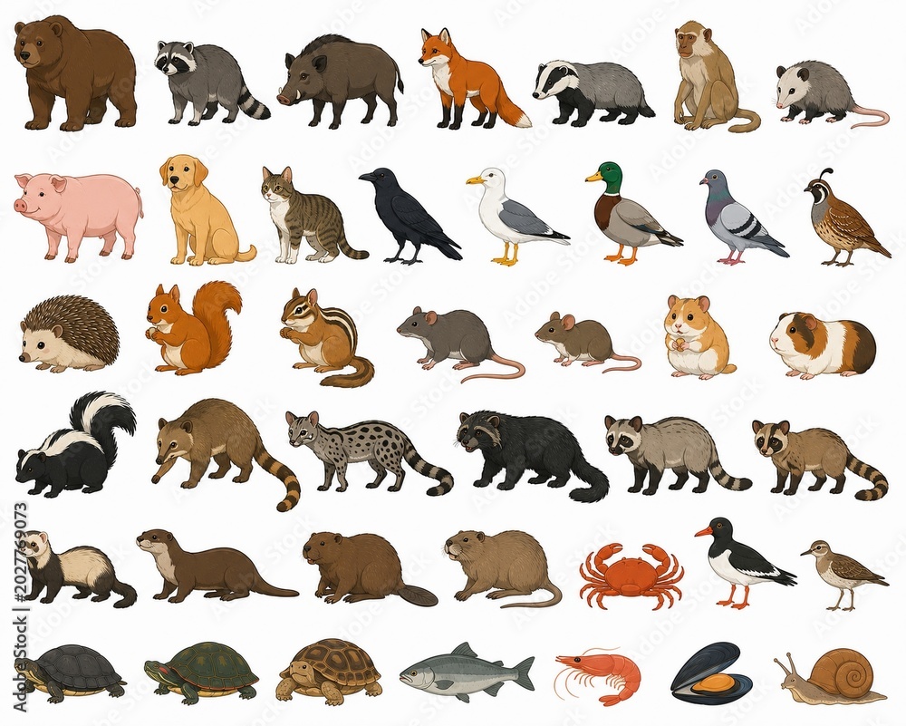 Fototapeta premium set of wild animals