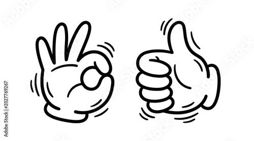 Photos Thumbs Up and Okay Hand Gesture Icon on White Background