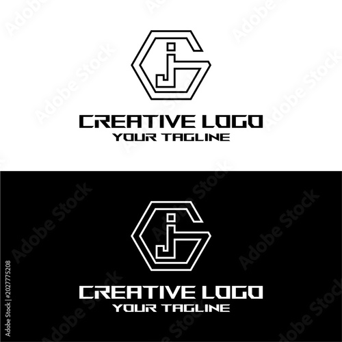creative letter logo gj design vector