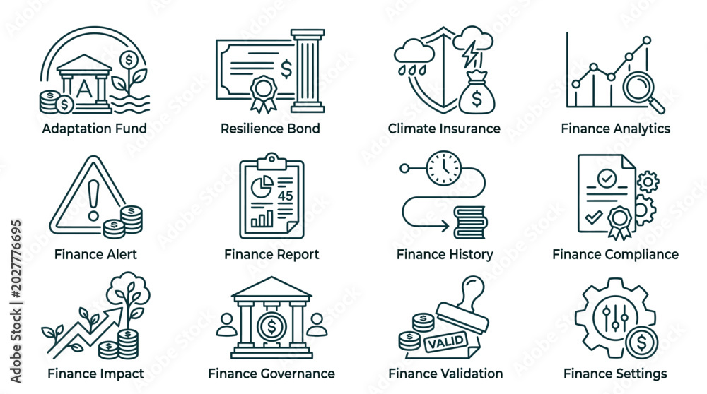 Fototapeta premium Set of thin line icons for financial and business management services.