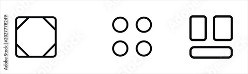 Quadro em tela Set of three ui layout icons representing different display modes