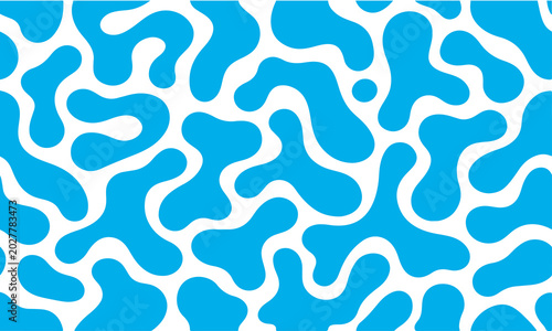Abstract Blue Organic Camouflage Seamless Pattern Background Vector