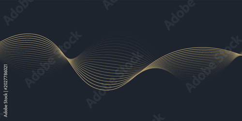 Abstract geometric vector curve lines shape in premium gold color isolated on transtransparent background. Dinamic flowing gold gradient wave pattern. Vector llustration