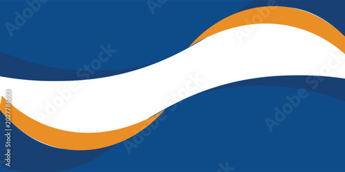 Blue and orange business wave banner background.