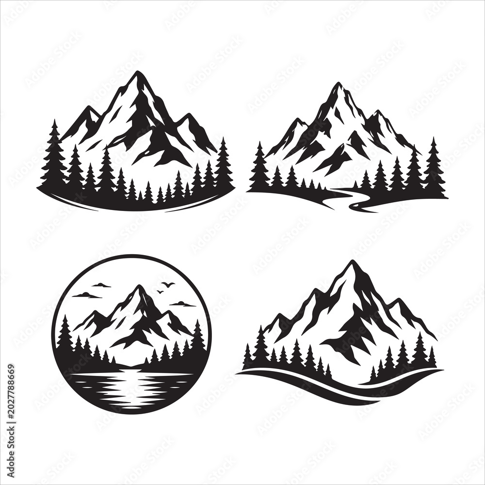 Fototapeta premium Mountain Nature Badge Collection,Adventure Mountain Logo Bundle