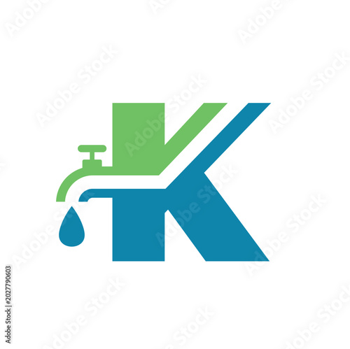 unique icon of letter k combined with water faucet.
