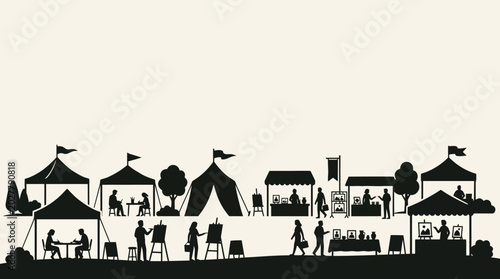 Art Festival with Tents and Artists in Action