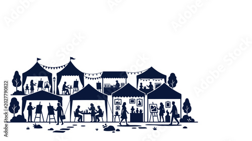 Konstfotografi Art fair with tents showcasing creative works