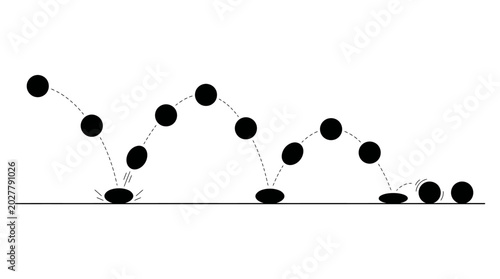 Bouncing Balls in Motion Across a Horizontal Line