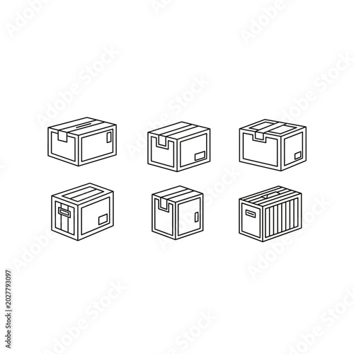 Collection of cardboard storage boxes and logistic cartons with cardboard