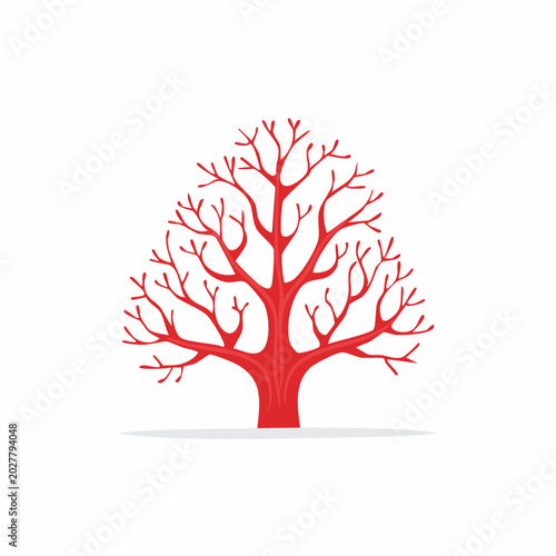 Stylized Red Tree Silhouette