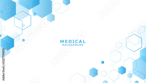 Fotografie medical health care hexagon blue background design