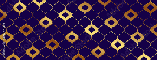 Photography decorative golden islamic mosque window frame pattern banner