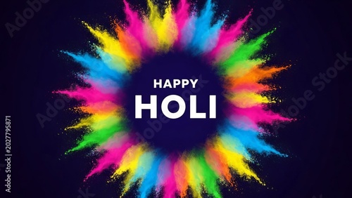 Vibrant holi celebration with colorful powder explosion on dark background