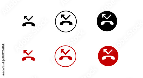 Missed call and declined phone call icon set