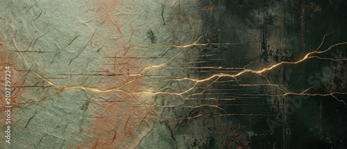 Cracked stone texture with golden vein