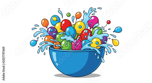Canvastavla Colorful Balls in Blue Bowl.