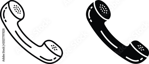 Photos Telephone handset vector icon outline and filled styles with telephone communica