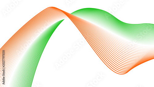 Cuadro en lienzo Orange White and Green Gradient Tech Line Flowing Twisted Motion Vector EPS with