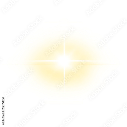 Golden Flash Spark Light Effect on Transparent Background
