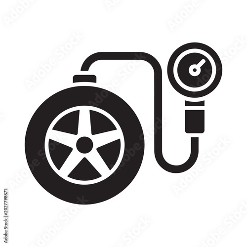 tire pressure gauge icon black silhouette on white background