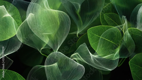 bio digital, digital fusion, leaf fusion, glowing leaves, natural leaves, bio tech, eco tech