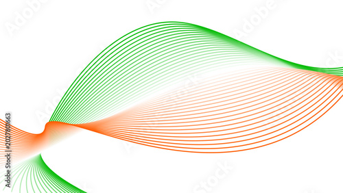 Bild auf Leinwand Orange White and Green Gradient Tech Line Flowing Twisted Motion Vector EPS with