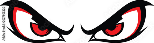 Tablou pe pânză Angry eyes with red irises and black eyeliner red eyes cartoon eyes evil eyes