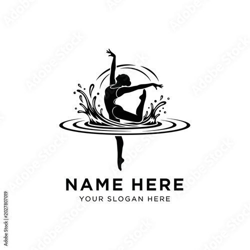 Artistic synchronized swimmer silhouette logo