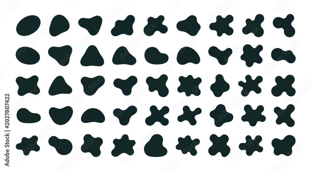 Fototapeta premium Liquid Blob Shapes Silhouette Vector Illustration Collection For Abstract Fluid Drops Splatters Ink Stain Textures and Organic Smooth Elements