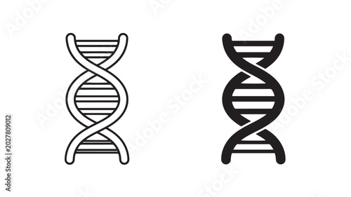 DNA Double Helix Structure Icons Black And White For Science Genetics Concepts