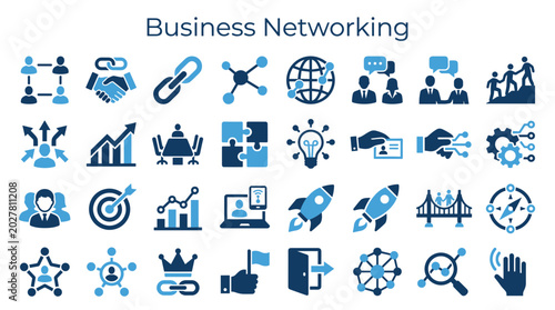 Foto Strategic alliance concept icons showing collaboration partnership agreement gro