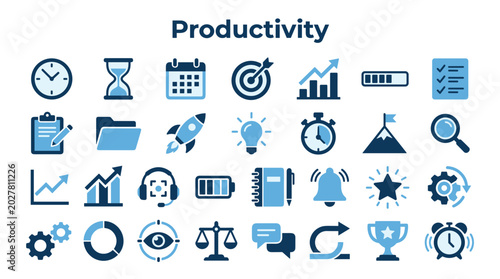 Bild auf Leinwand Strategic Planning Icons Set for Business Growth and Success Concepts