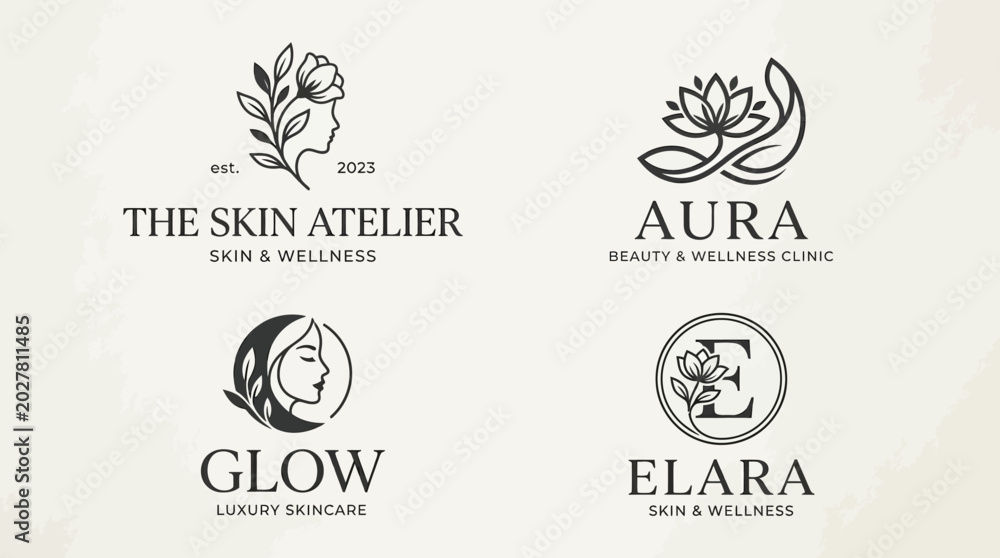 Naklejka premium Black and white beauty logos.