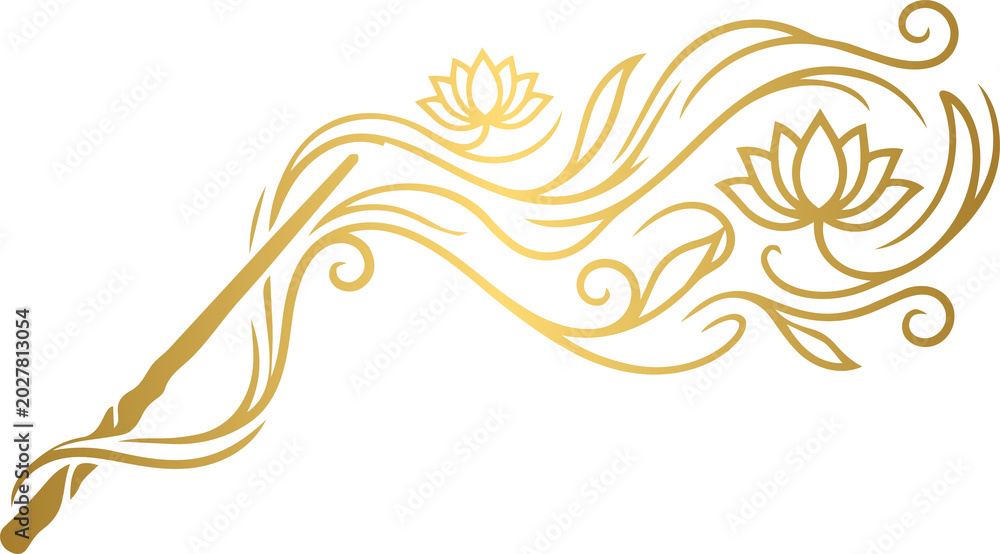 Obraz premium Golden Ethereal Mystic Lotus Wand Illustration with Divine Celestial Flourishes