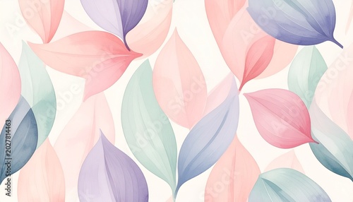 Soft pastel seamless floral petal pattern with curved organic shapes in minimalist design
