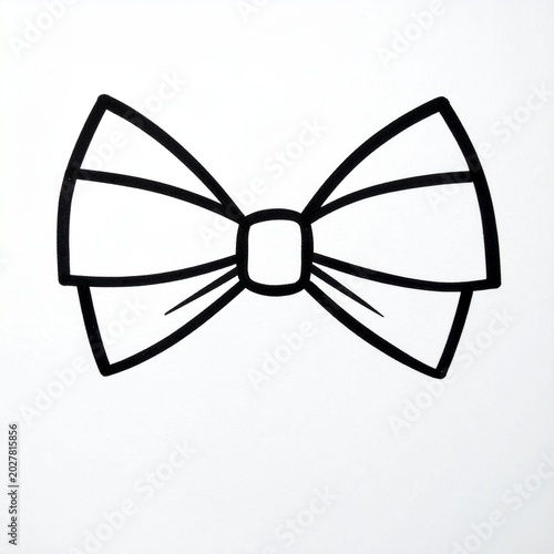 Black Line Art Bow Tie Icon Isolated on White Background Minimalist Style