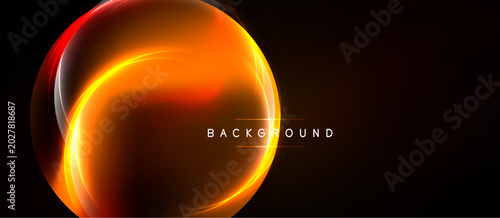 Foto Abstract orange swirl dominates dark background