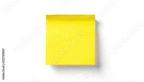 Realistic Yellow Sticky Memo Sheet with Isolated Drop Shadow