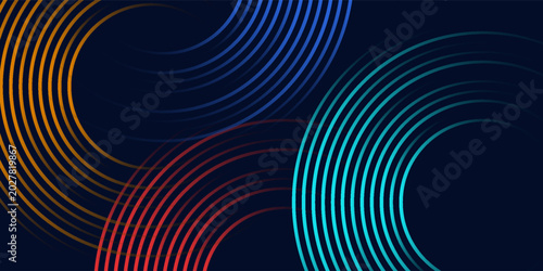 Obraz na płótnie Minimalist futuristic background template with dynamic colorful gradient circles