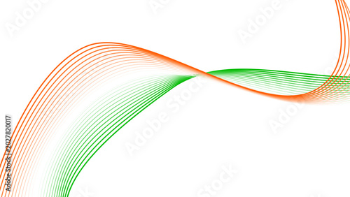 Schilderij op canvas Orange White and Green Gradient Tech Line Flowing Twisted Motion Vector EPS with