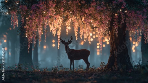 dark forest, glowing orbs, fantasy forest, magical lights, enchanted forest,