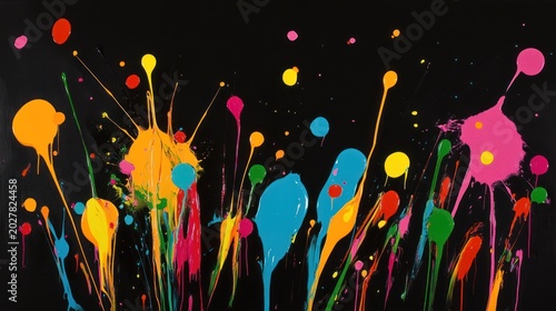 Vibrant Color Explosion: A Symphony of Hues on Black Canvas
