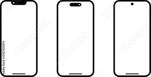 Canvastavla Smartphone screen vector template set with different camera notch styles