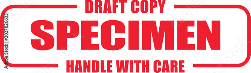 Foto A draft copy specimen label with handle with care text