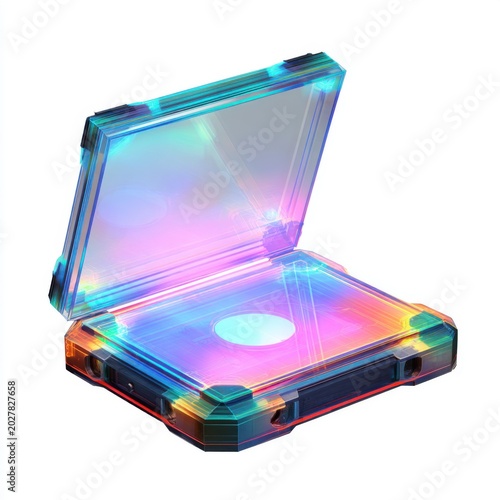 Abstract Light Case: A futuristic and vibrant case glows with an array of shifting colors, reflecting a spectrum of light and shadow within its transparent panels.