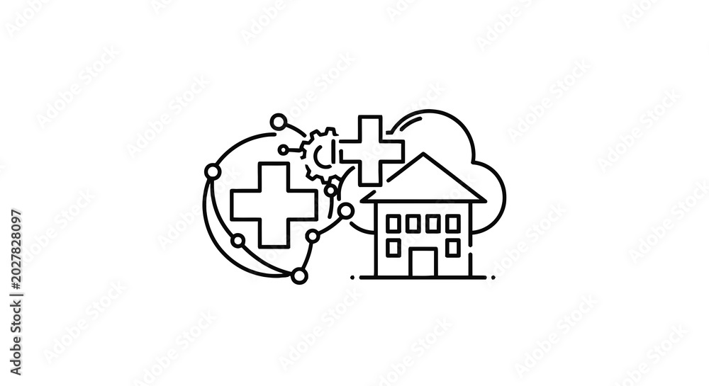 Naklejka premium Medical House Healthcare Symbol Illustration.