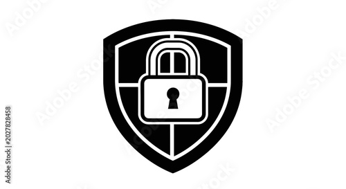 Schilderij op canvas Shield with closed lock icon.