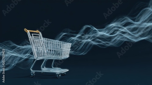 Shopping cart illustration, ecommerce and business concept, background. Generative AI